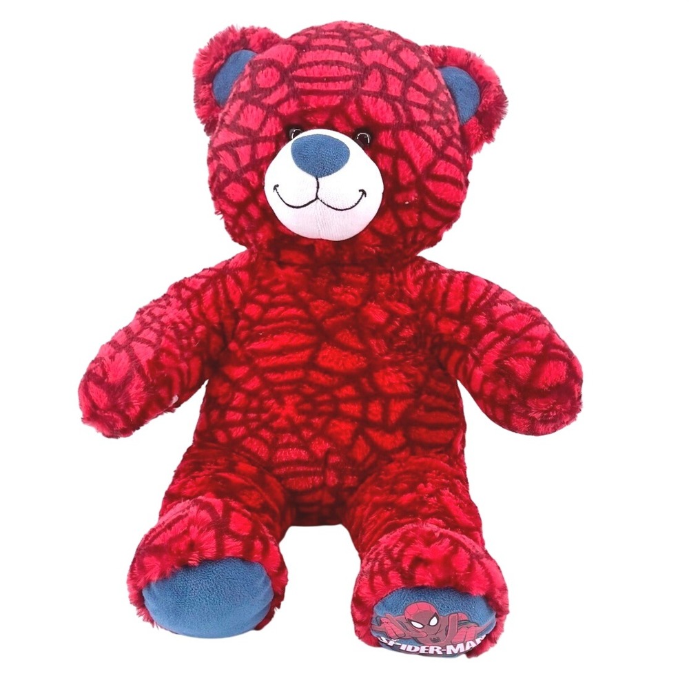 Build-A-Bear Marvel Spider-Man Red Web Pattern Plush Teddy Bear 16" Collectible